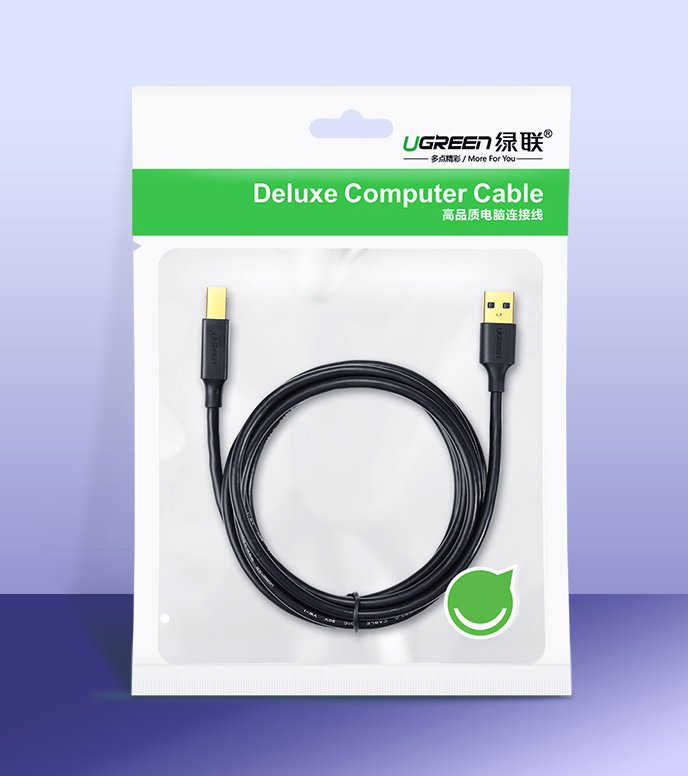 UGREEN US135 nyomtatókábel, USB-A - USB-B, 1,5m, Fekete