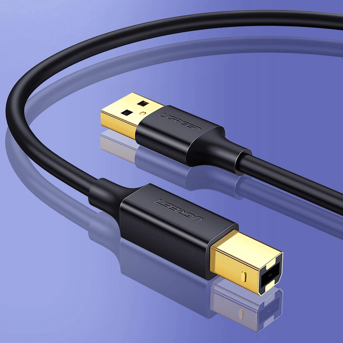 UGREEN US135 nyomtatókábel, USB-A - USB-B, 5m, Fekete