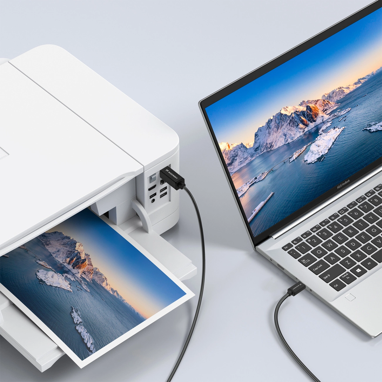 WZK WKDDY2S Nyomtatókábel, USB-C - USB-B, 2m, Fekete