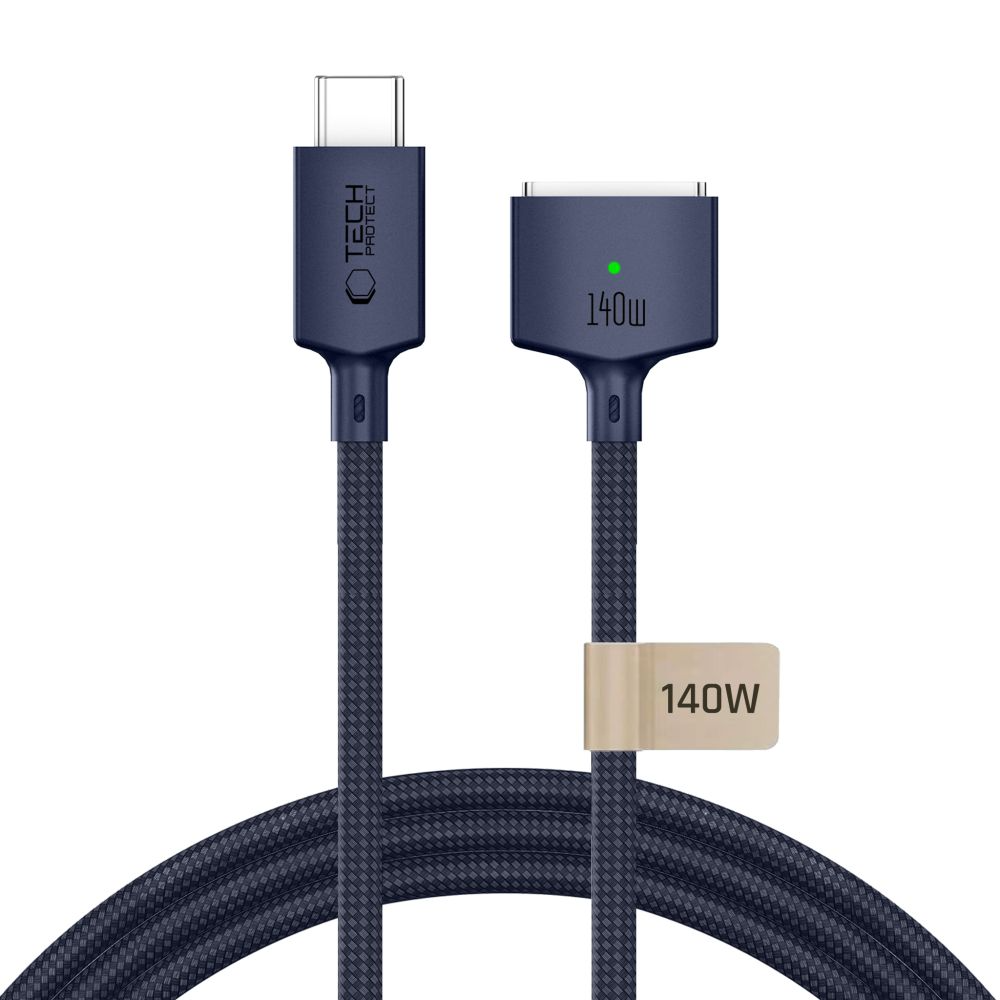Tech-Protect MMC01 Ultraboost töltőkábel, USB-C - MagSafe 3, 140W, 3m, Tengerészkék