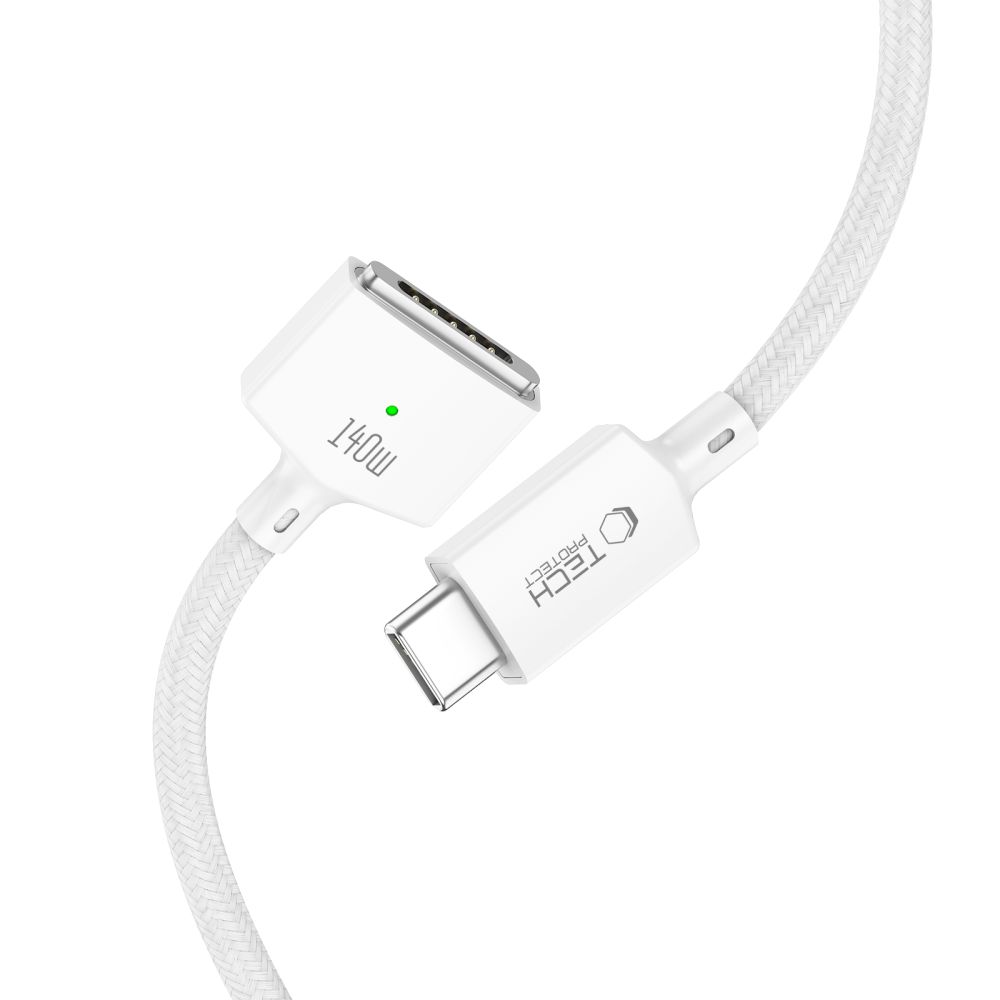 Tech-Protect MMC01 Ultraboost töltőkábel, USB-C - MagSafe 3, 140W, 2m, Fehér
