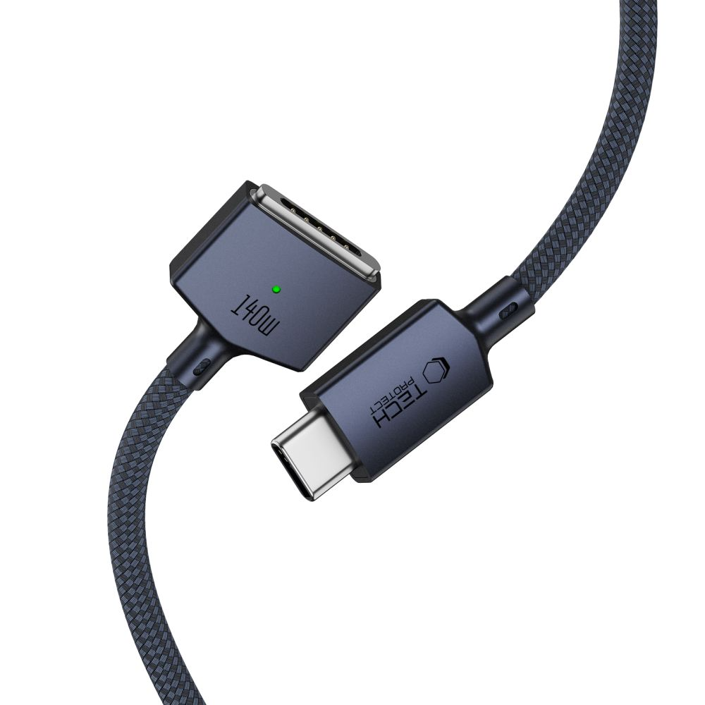 Tech-Protect MMC01 Ultraboost töltőkábel, USB-C - MagSafe 3, 140W, 2m, Tengerészkék