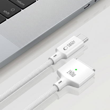 Tech-Protect MMC01 Ultraboost töltőkábel, USB-C - MagSafe 3, 140W, 2m, Fehér