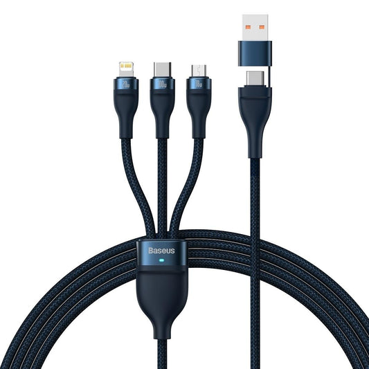 USB-C / USB-A töltőkábel - Lightning / microUSB / USB-C Baseus Flash Series II, 100W, 1,2 m, Tengerészkék CASS030103