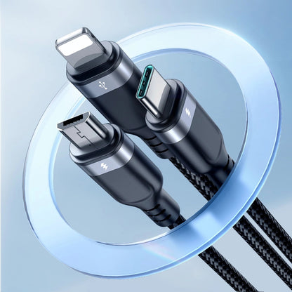 USB-A - Lightning / microUSB / USB-C Joyroom S-A18 3in1 töltőkábel, 20W, 0.3m, Fekete