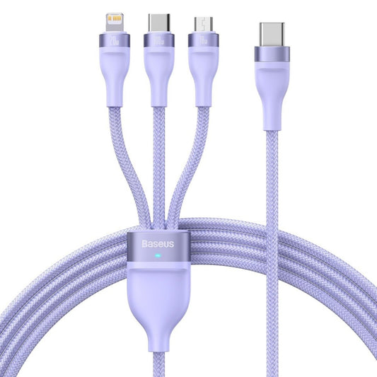 USB-A - Lightning / microUSB / USB-C Baseus Flash Series II 3in1 töltőkábel, 100W, 1.2m, Lila CASS030005