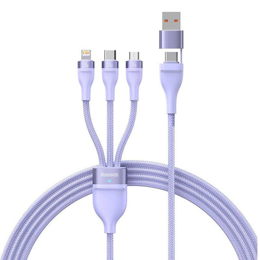 USB-A / USB-C - Lightning / microUSB / USB-C Baseus Flash Series II 3in1 töltőkábel, 100W, 1.2m, Lila CASS030105