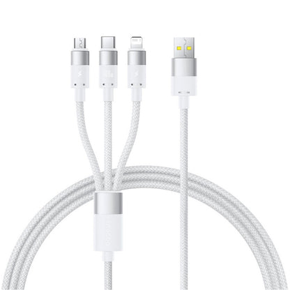 USB-A - Lightning / microUSB / USB-C Baseus StarSpeed töltőkábel, 100W, 1.5m, Fehér P10319900211-00