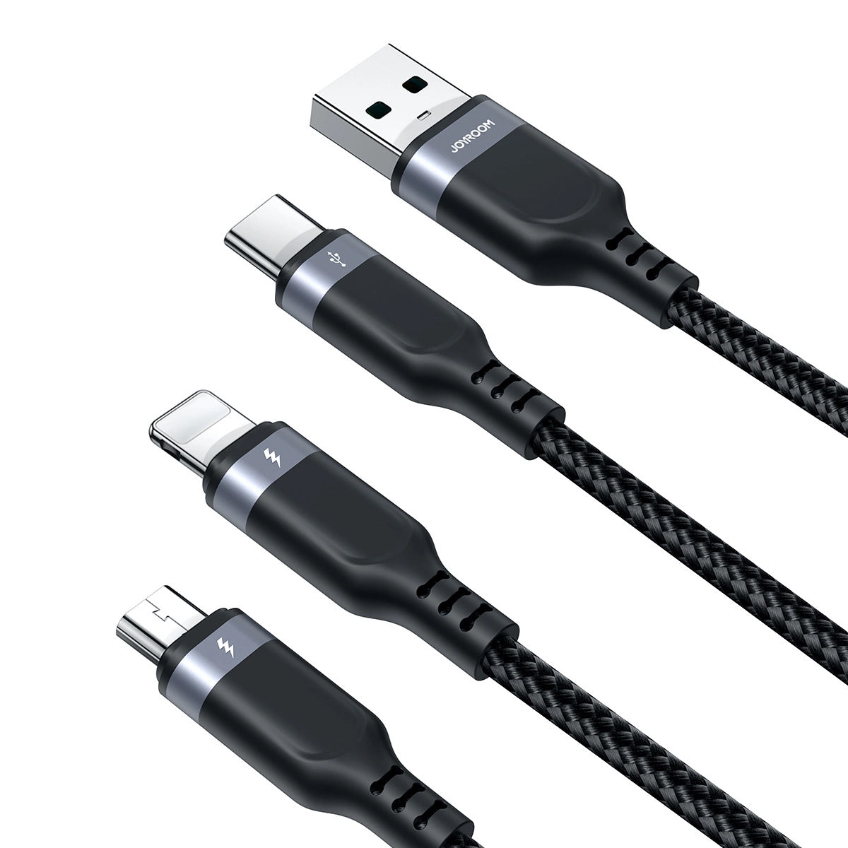USB-A - Lightning / microUSB / USB-C Joyroom S-A18 3in1 töltőkábel, 20W, 0.3m, Fekete