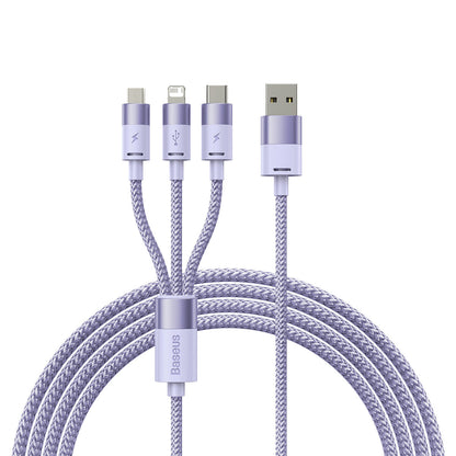 USB-A Charging Cable - Lightning / microUSB / USB-C Baseus StarSpeed 3in1, 20W, 1.2m, Purple CAXS000005