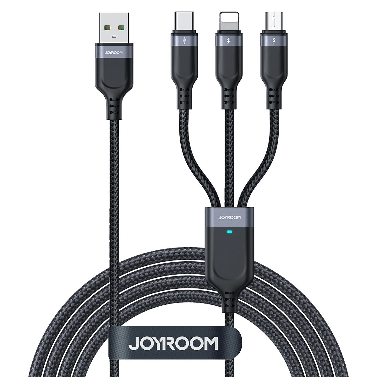 USB-A - Lightning / microUSB / USB-C Joyroom S-A18 3in1 töltőkábel, 20W, 0.3m, Fekete