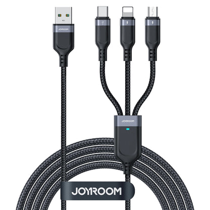 USB-A - Lightning / microUSB / USB-C Joyroom S-A18 3in1 töltőkábel, 20W, 0.3m, Fekete