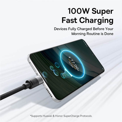 USB-A - Lightning / microUSB / USB-C Baseus StarSpeed töltőkábel, 100W, 1.5m, Fehér P10319900211-00
