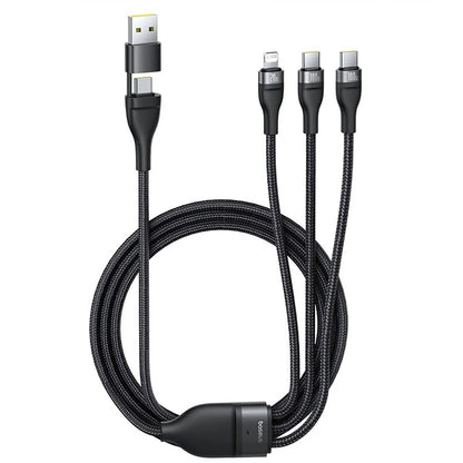 USB-A / USB-C - Lightning / 2 x USB-C Baseus Flash Series III 3in1 töltőkábel, 100W, 1.5m, Fekete P10377800U01-00