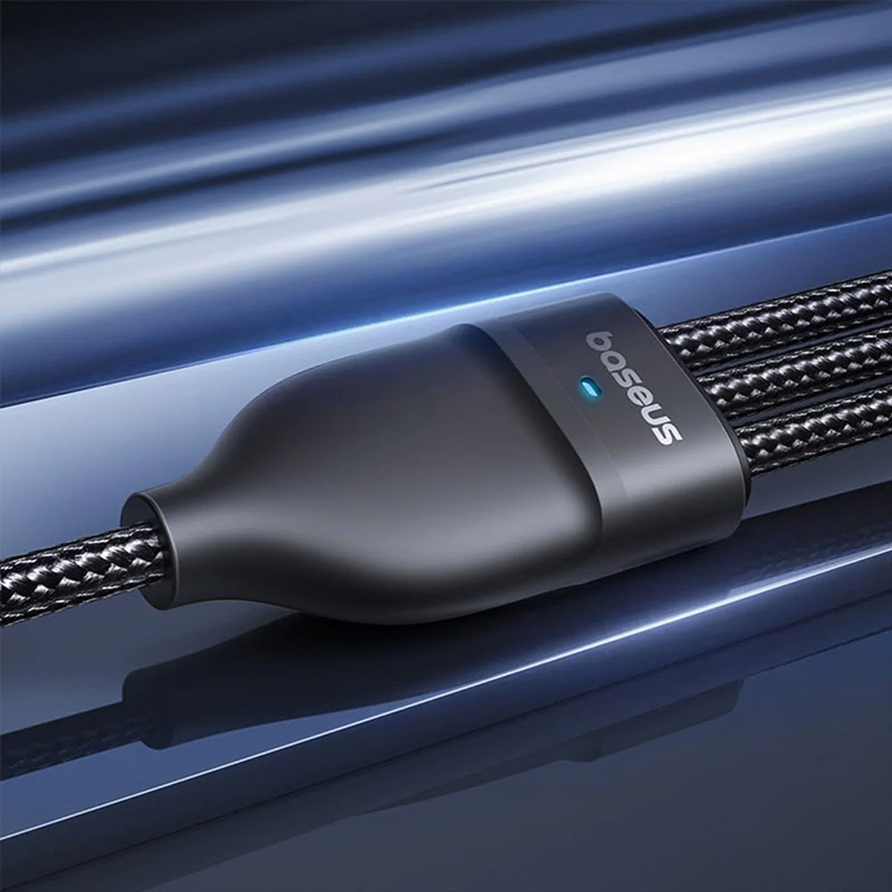USB-A / USB-C - Lightning / 2 x USB-C Baseus Flash Series III 3in1 töltőkábel, 100W, 1.5m, Fekete P10377800U01-00