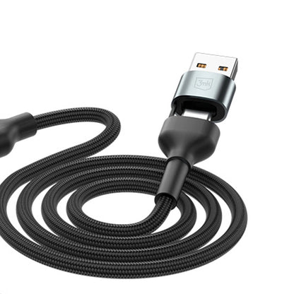 USB-A / USB-C - Lightning / microUSB / USB-C 3MK Hyper N töltőkábel, 18W, 1.2m, Fekete