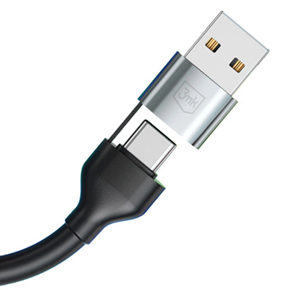 USB-A / USB-C - Lightning / microUSB / USB-C 3MK Hyper N töltőkábel, 18W, 1.2m, Fekete
