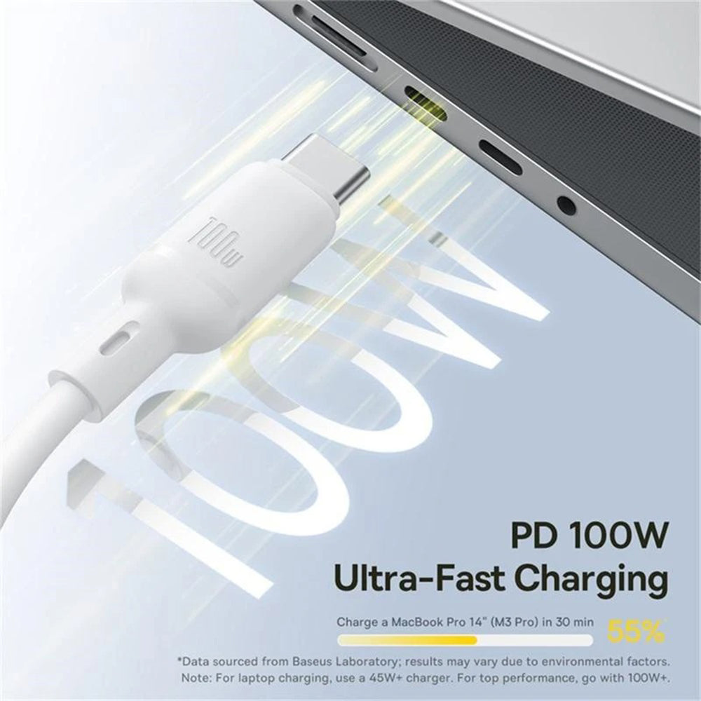 USB-C - Lightning / microUSB / USB-C Baseus Silky 3in1 töltőkábel, 100W, 1.5m, Fehér P10377706213-00