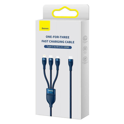USB-C - Lightning / microUSB / USB-C Baseus Flash Series II 3in1 töltőkábel, 100W, 1.5m, Kék P10382702121-01