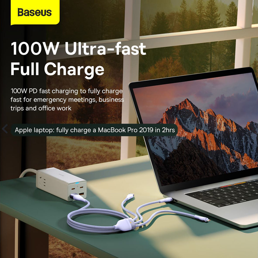 USB-C - Lightning / microUSB / USB-C Baseus Flash Series II 3in1 töltőkábel, 100W, 1.5m, Kék P10382702121-01