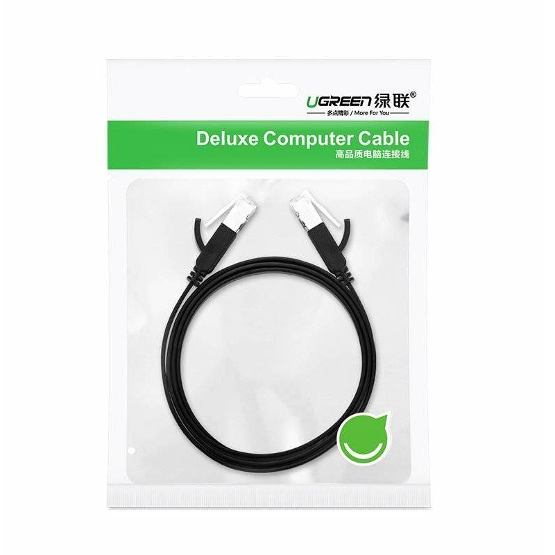 Hálózati kábel UGREEN NW101 lapos, UTP, Cat6, 2m, fekete 
