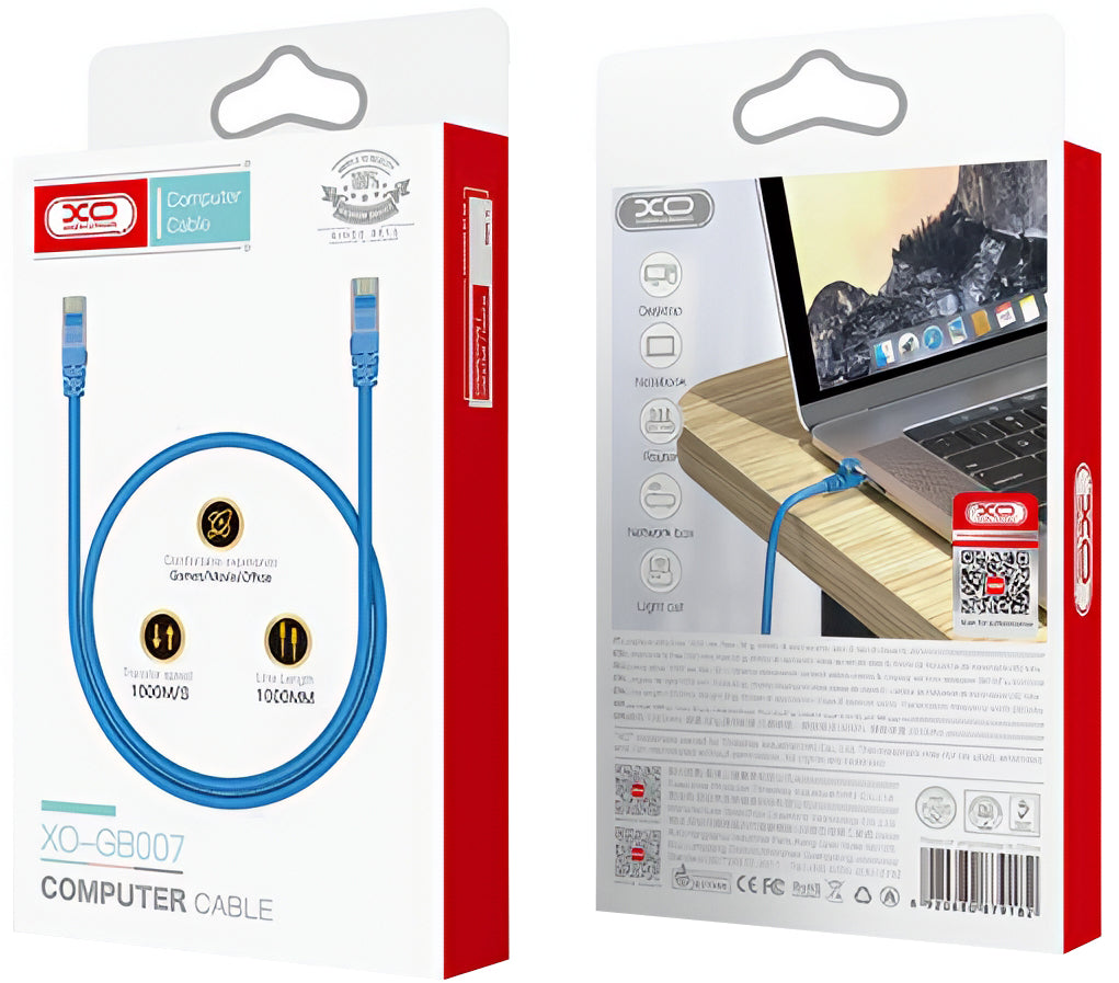XO Design GB007 hálózati kábel, UTP, Cat6, 1m, Kék
