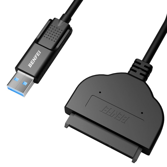 Benfei SATA kábel, USB-A 3.0 / USB-C - SATA III, 0,27 m, Fekete