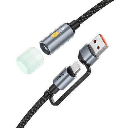 HOCO UA38C Led kábel, USB-C / USB-A, 0,3m, Fekete