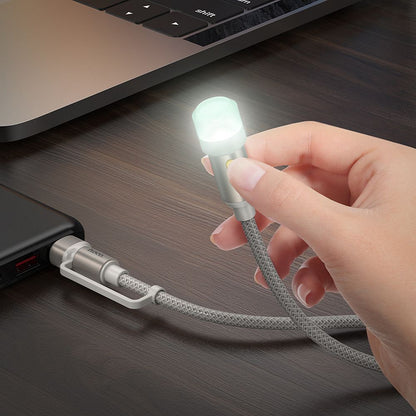 HOCO UA38C Led kábel, USB-C / USB-A, 0,3m, Fekete