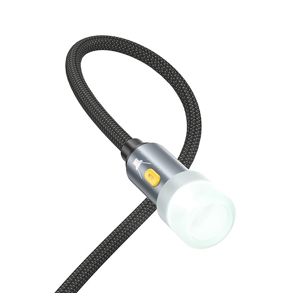 HOCO UA38C Led kábel, USB-C / USB-A, 0,3m, Fekete