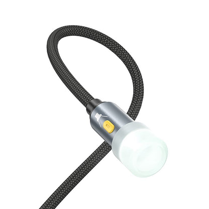 HOCO UA38C Led kábel, USB-C / USB-A, 0,3m, Fekete