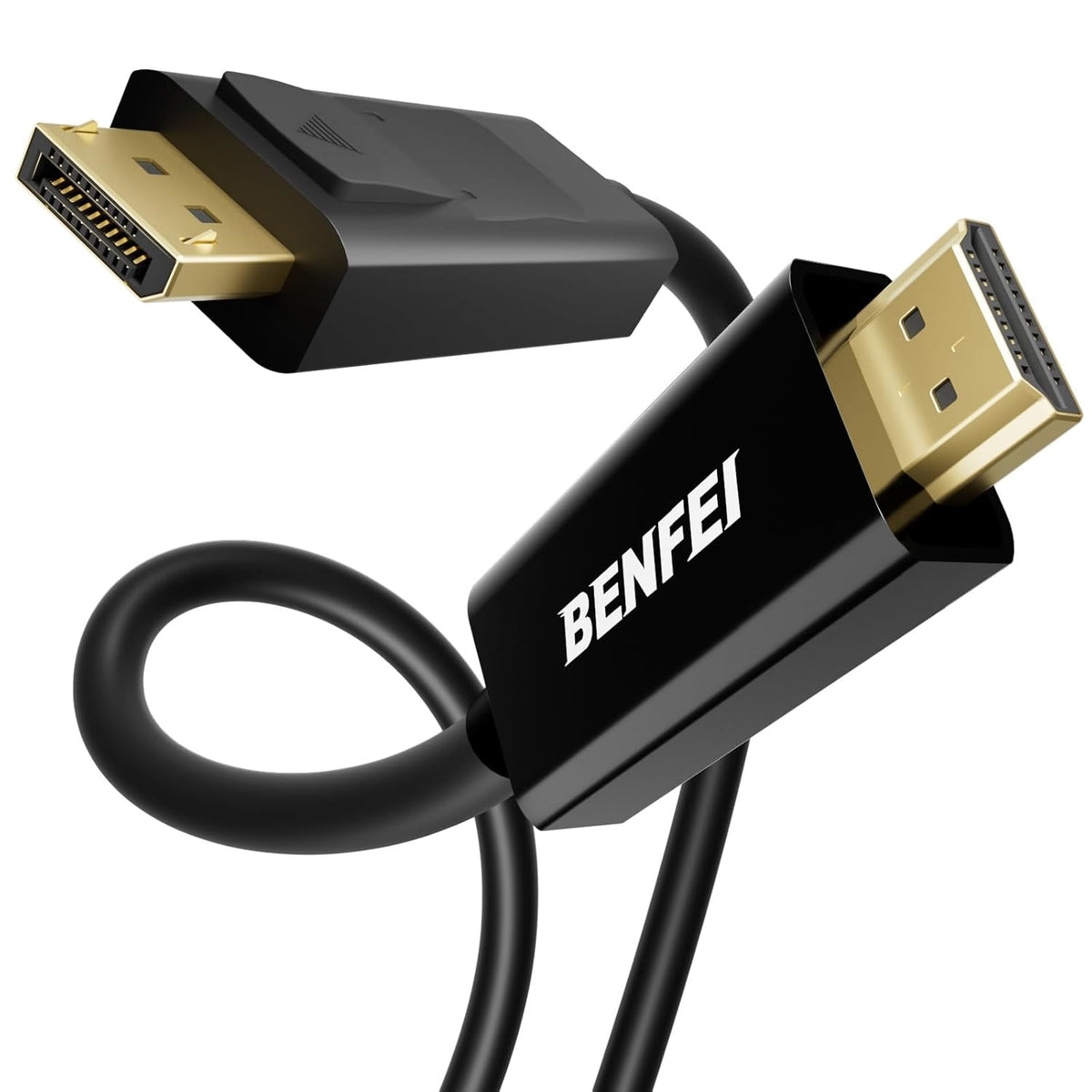 Benfei Videókábel, DisplayPort - HDMI, 4K, 1,8 m, Fekete