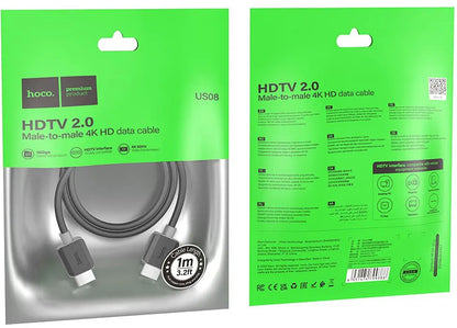 HOCO US08 Video Cable, HDMI - HDMI, 4K, 1m, Black