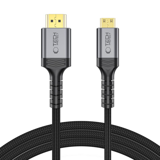 Tech-Protect Ultraboost 2 videókábel, miniHDMI - HDMI, 8K, 2m, Fekete