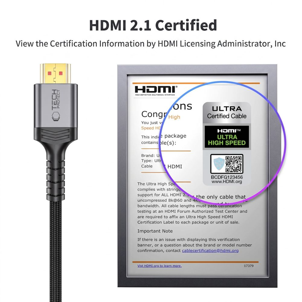 Tech-Protect Ultraboost 2 videókábel, HDMI - HDMI, 8K, 1m, Fekete