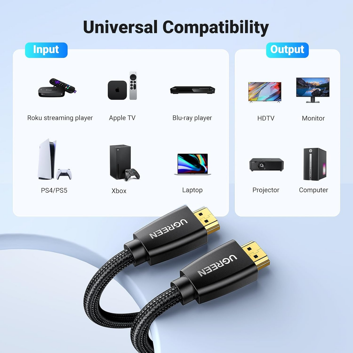 UGREEN HD118 videokábel, HDMI - HDMI, 4K, 1.5m, Fekete