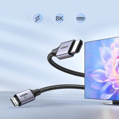 UGREEN HD163 videokábel, miniHDMI - HDMI, 8K, 2m, Szürke