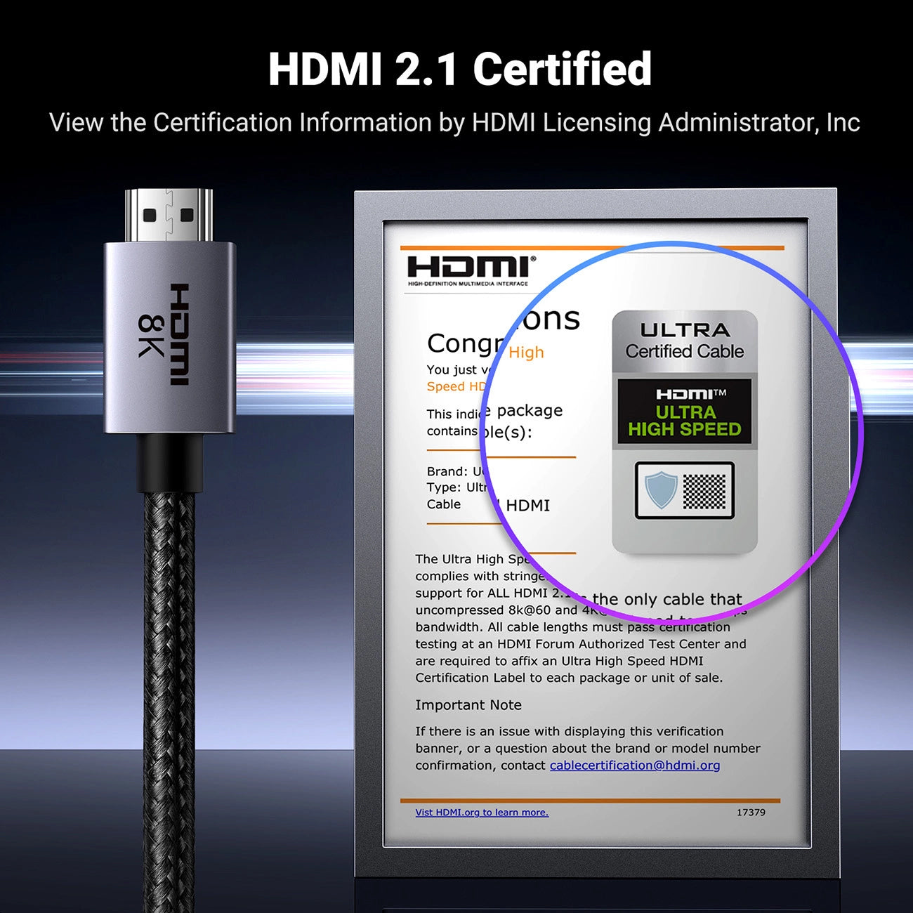 UGREEN HD171 videokábel, HDMI - HDMI, 8K, 3m, Fekete