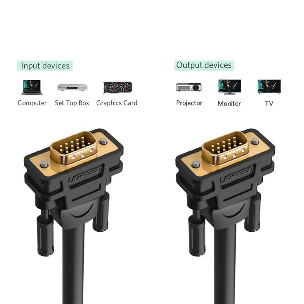 UGREEN VG101 videókábel (11633), VGA - VGA, 10m, fekete