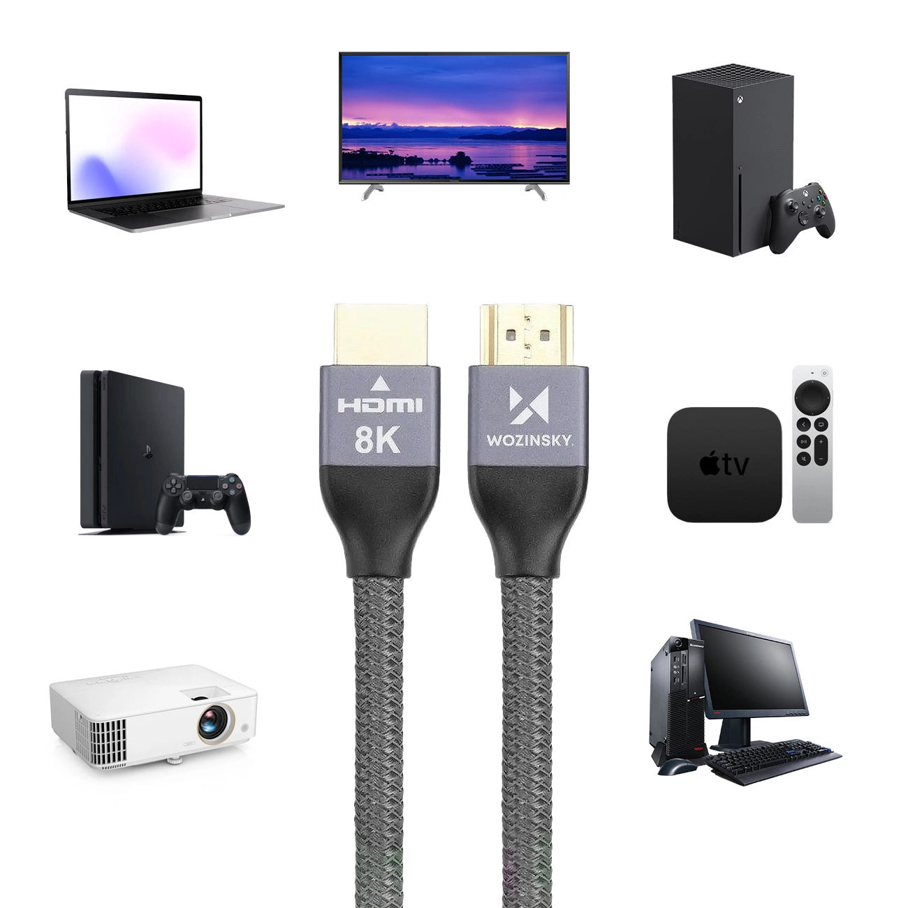 WZK Ultraboost videokábel, HDMI - HDMI, 8K, 3m, szürke WHDMI-30 WHDMI-30 WHDMI-30 