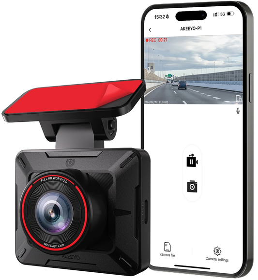 Akeeyo P1 autós kamera, 1080P, Wi-Fi