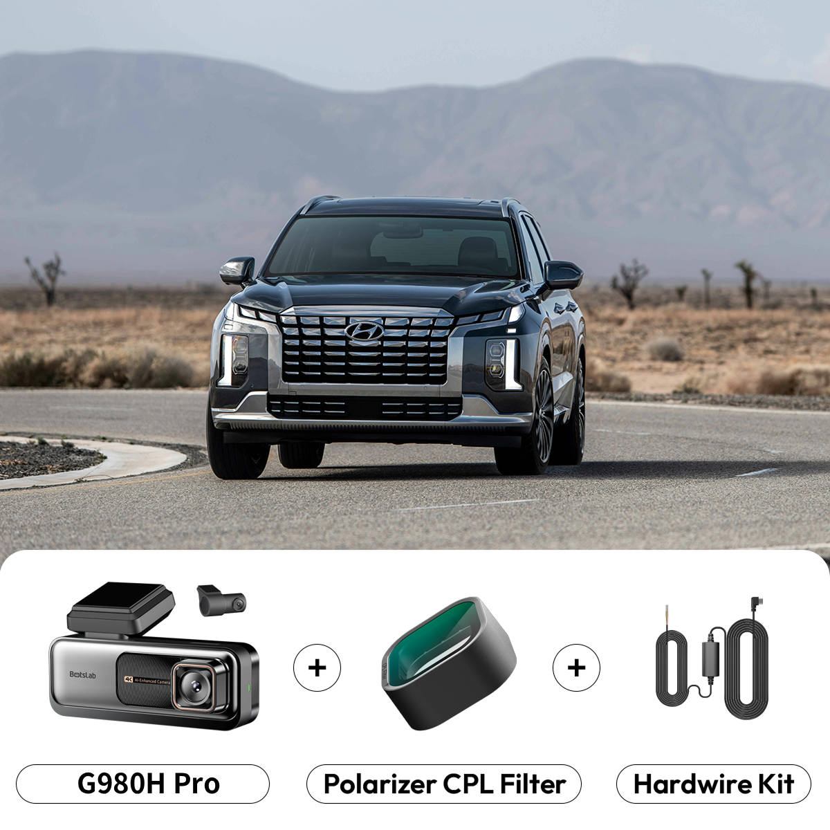 Botslab G980H Pro elülső-hátsó autós kamera, 4K, Wi-Fi, GPS, 2,45 hüvelykes kijelző