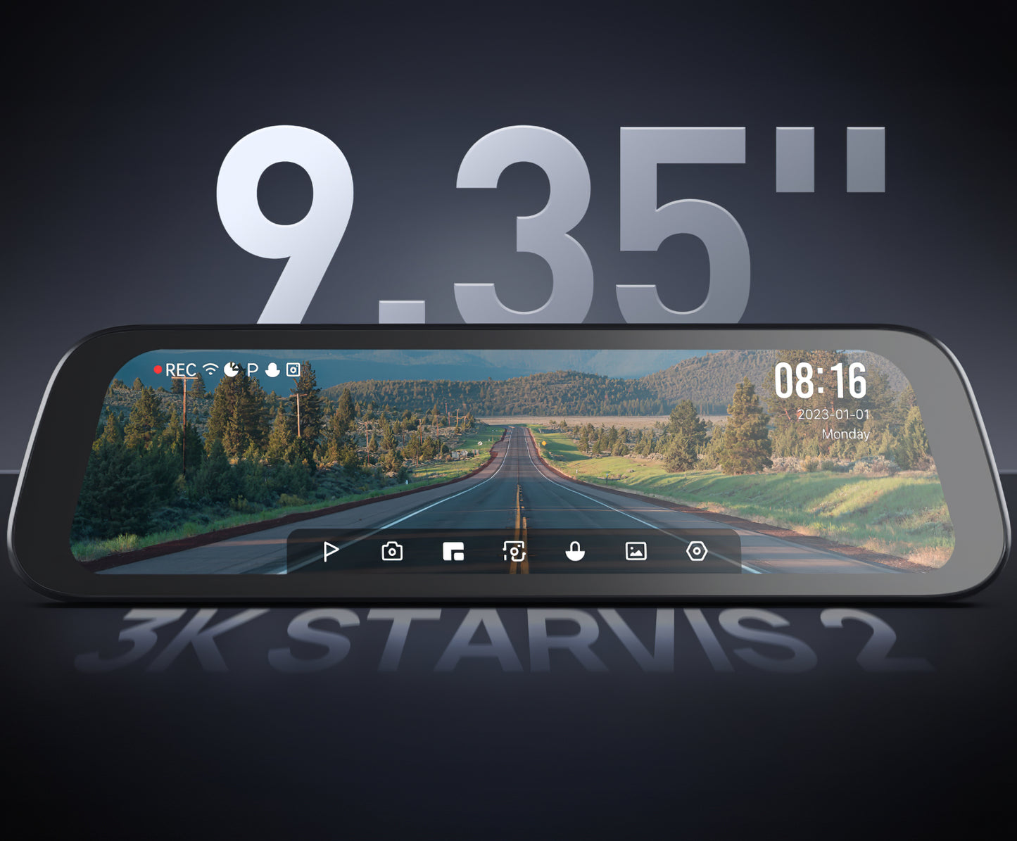 Autós Első-Hátsó Kamera 70mai Dash Cam S500, 3K, Wi-Fi, 9,35 hüvelykes kijelző
