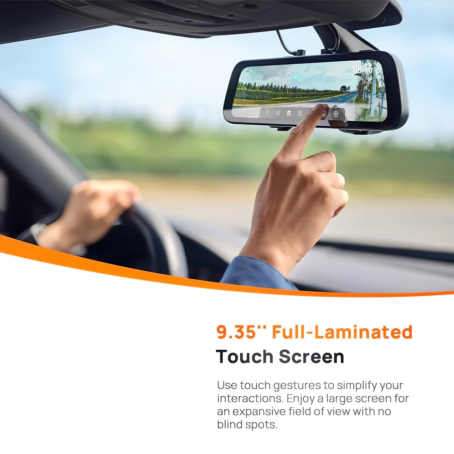 Autós Első-Hátsó Kamera 70mai Dash Cam S500, 3K, Wi-Fi, 9,35 hüvelykes kijelző