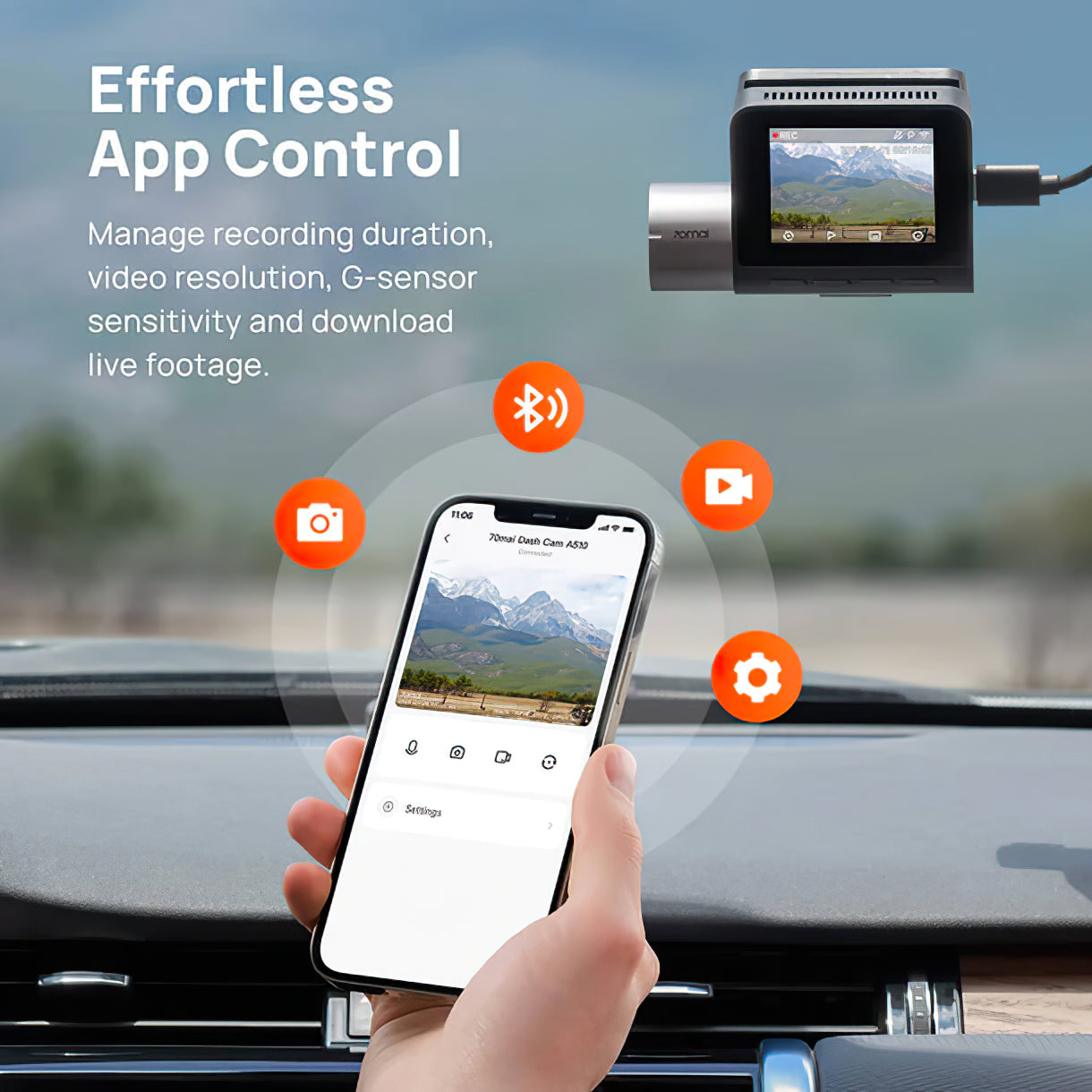 Front and Rear Car Camera 70mai Dash Cam A510, 3K, GPS, Wi-Fi, 2-inch Display