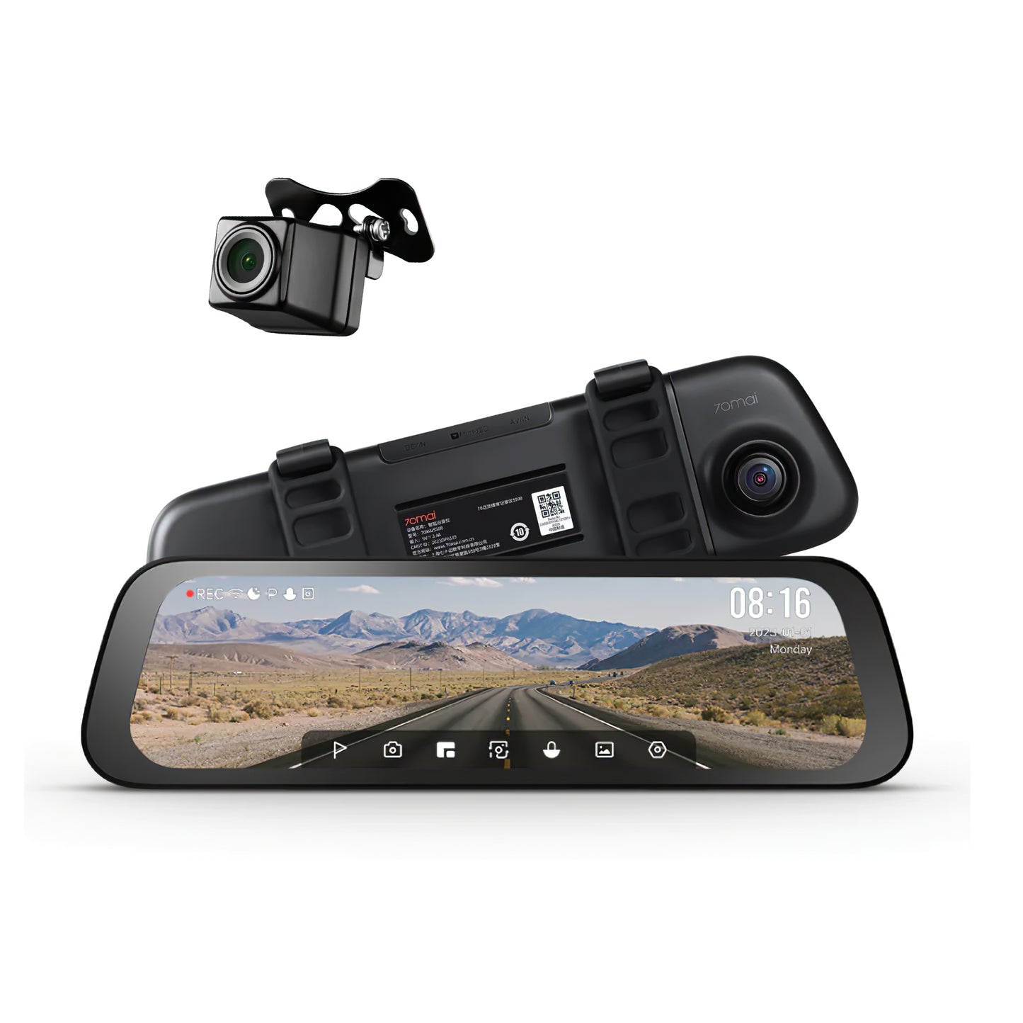 Autós Első-Hátsó Kamera 70mai Dash Cam S500, 3K, Wi-Fi, 9,35 hüvelykes kijelző