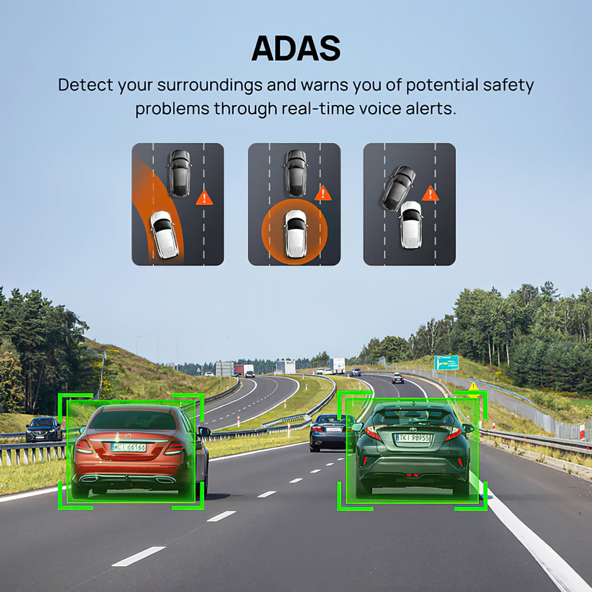 Front and Rear Car Camera 70mai Dash Cam A510, 3K, GPS, Wi-Fi, 2-inch Display