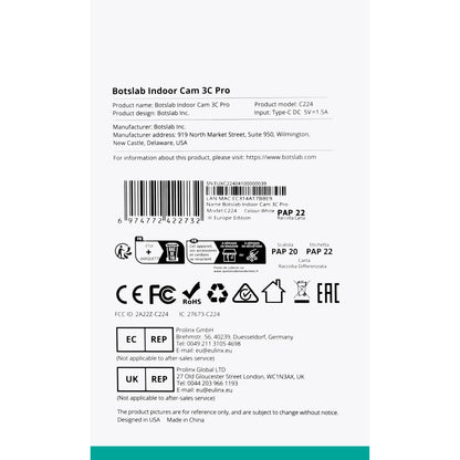 Botslab 3C Pro C224 megfigyelő kamera, Wi-Fi, 4K, beltéri kamera 