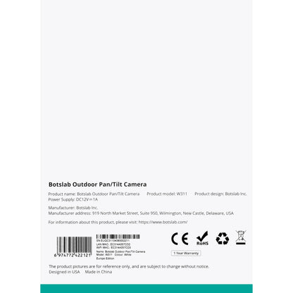 Botslab W311 megfigyelő kamera, Wi-Fi, 2K, IP66, kültéri kamera 