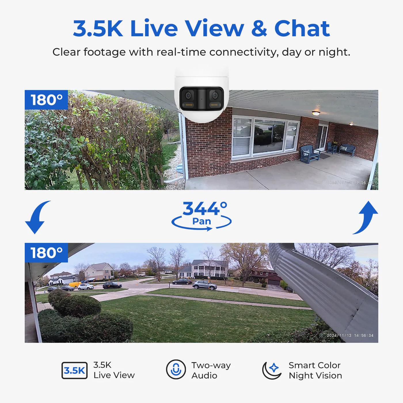 iMILAB EC6 Panorama Surveillance Camera, Wi-Fi, 3.5K, IP66, Outdoor CMSXJ115A